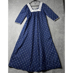 Vintage Hawaiian Muumuu Dress Women's Size 14 Blue and White Maxi